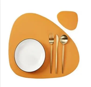 Faux Leather Placemats Oval Black Sets With Coasters Kitchen Decor