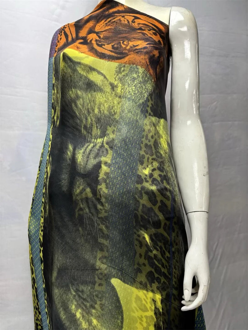 Silk Chiffon Fabric Soft Printed Tulle Lace For Sewing Dresses 3.5 Meters