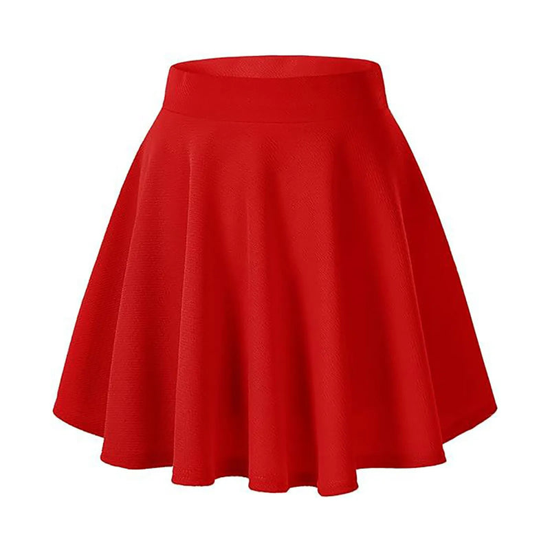 Plus Size Pleated Skirt Knee Length Flared Casual Women Skirt