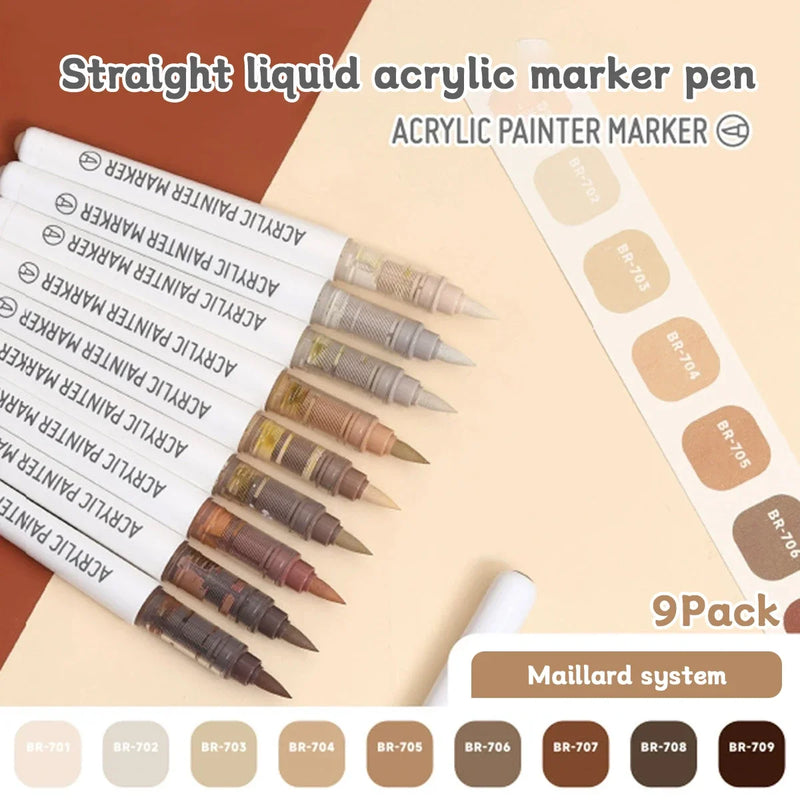 9pcs Acrylic Markers Set For Rock Painting Glass DIY Craft Supplies
