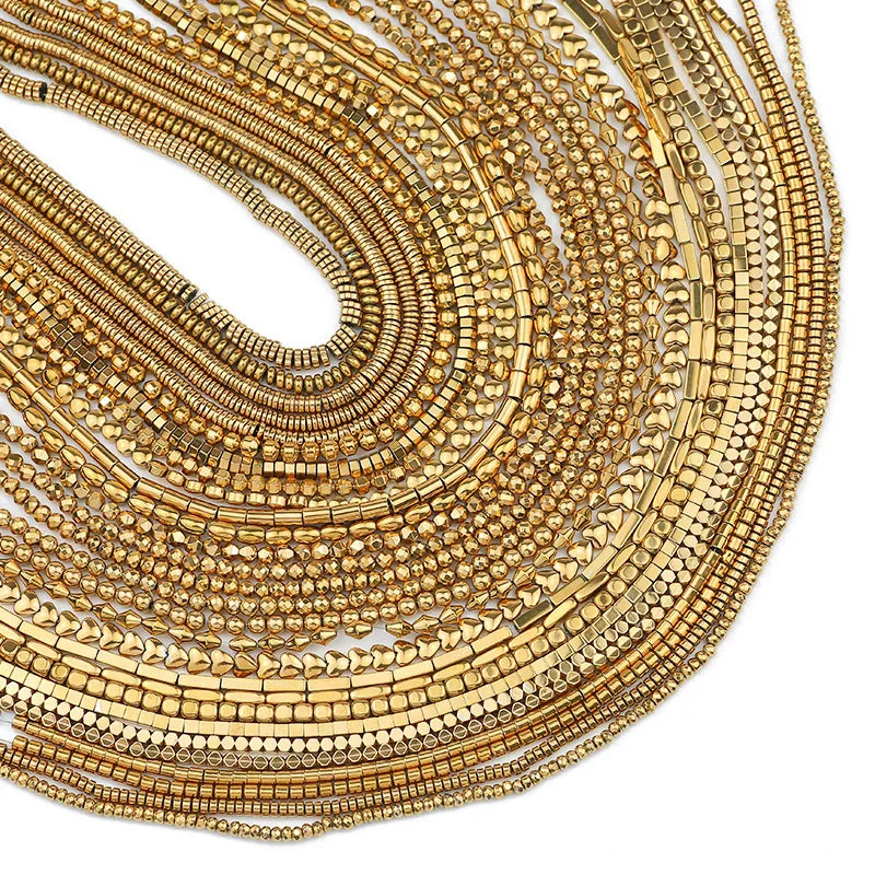 Gold Plated Hematite Beads Star Heart Shapes Loose Jewelry Beads