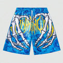 Men Swim Trunks Elastic Waist Summer Beach Shorts Hand Print