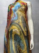 Silk Chiffon Fabric Soft Printed Tulle Lace For Sewing Dresses 3.5 Meters