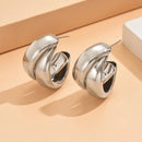 Chunky Hoop Earrings Gold Color Double Ring Thick Geometric Drop Earrings