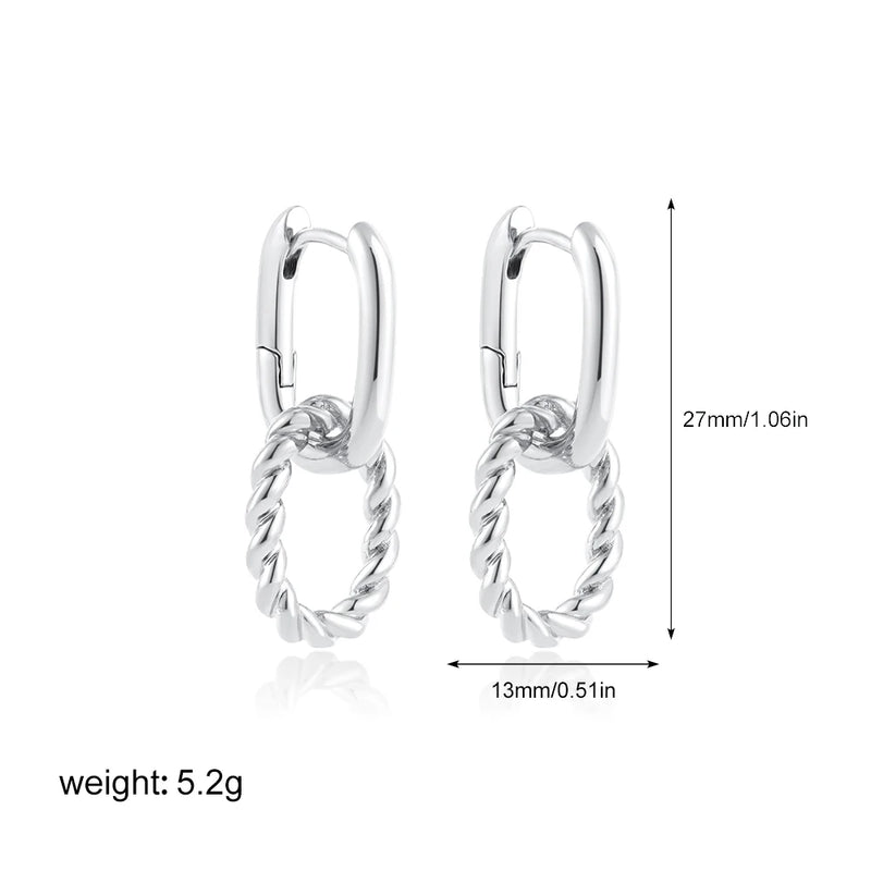 Twisted Circle Hoop Earrings Gold Plated Double Geometric Mini Hoops