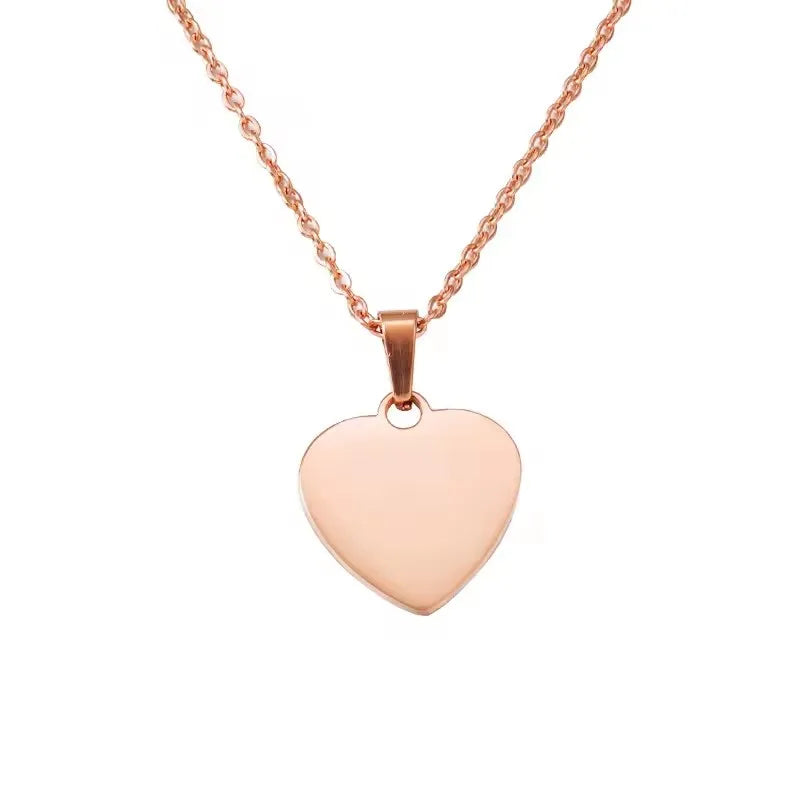 Women's Stainless Steel Heart Pendant Necklace Elegant Simple Chain Jewelry