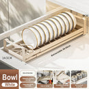 Pull Out Cabinet Shelf Stainless Steel Plate And Bowl Rack Organizer