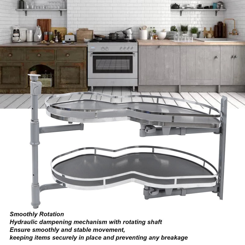 2 Tier Blind Corner Cabinet Organizer Adjustable Kitchen Storage Rack