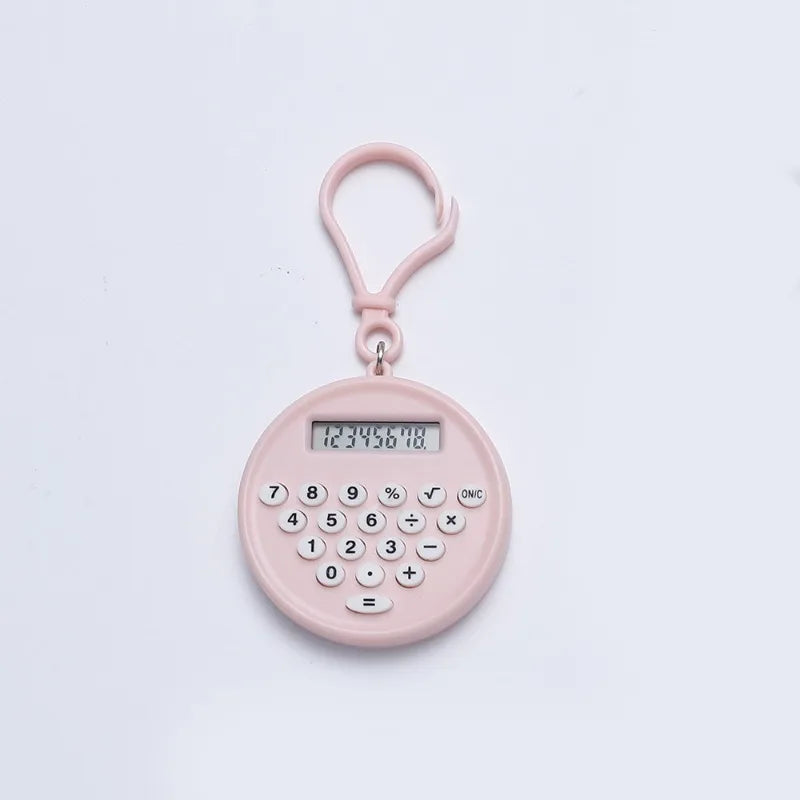 Mini Calculator Pendant Small Round Silent Button Portable Keychain