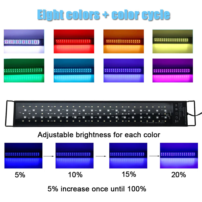 Aquarium LED Light Full Spectrum Waterproof For Fish Tank 30-60cm