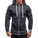 Mens Zip Hooded Sweatshirt Jacket Solid Colour Casual Lightweight Top