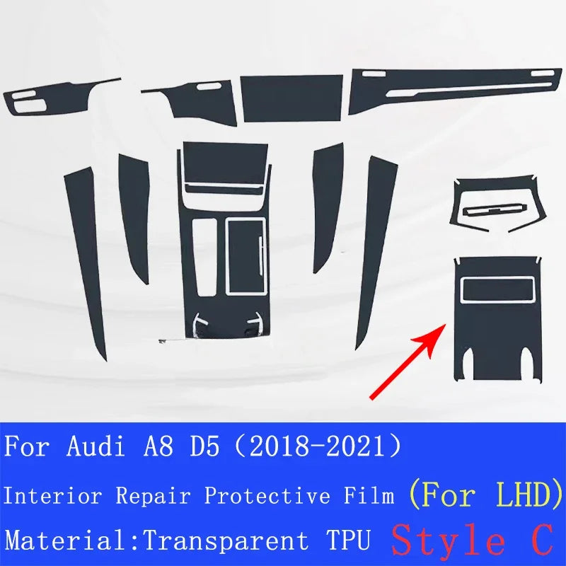 Audi A8 Center Console Protective Film Transparent TPU Scratch Guard