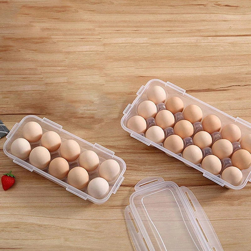 Egg Storage Box With Lid Refrigerator Organizer 10 Or 18 Grid Tray