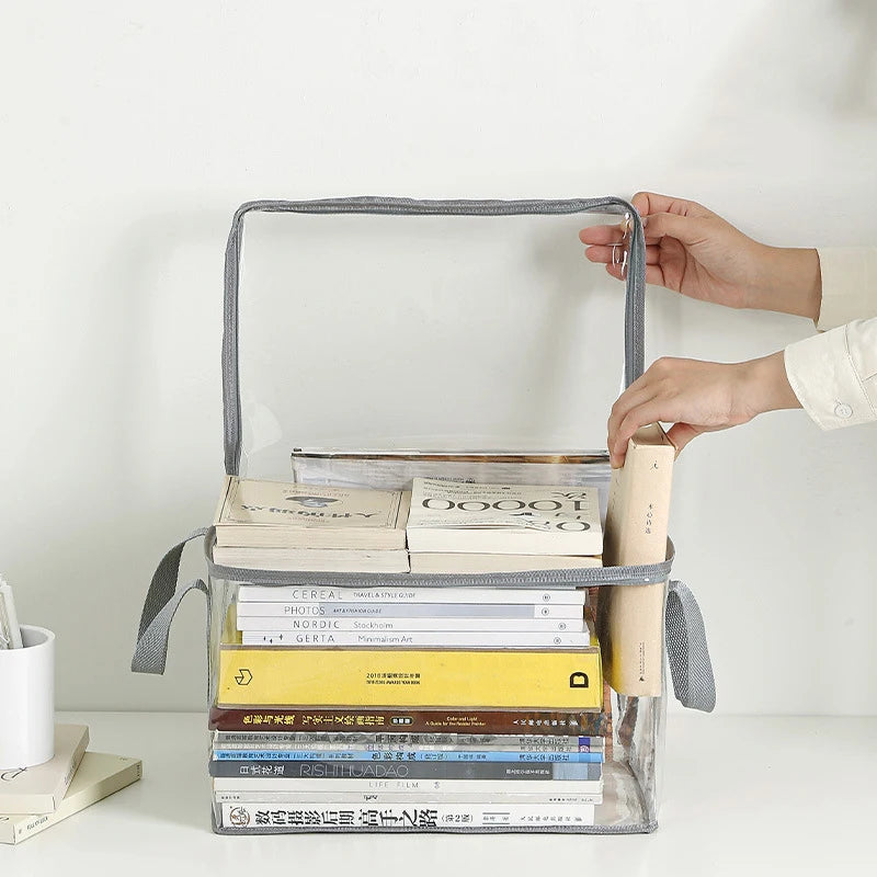 Foldable Book Box Transparent Waterproof Organizer For Home And Classroom