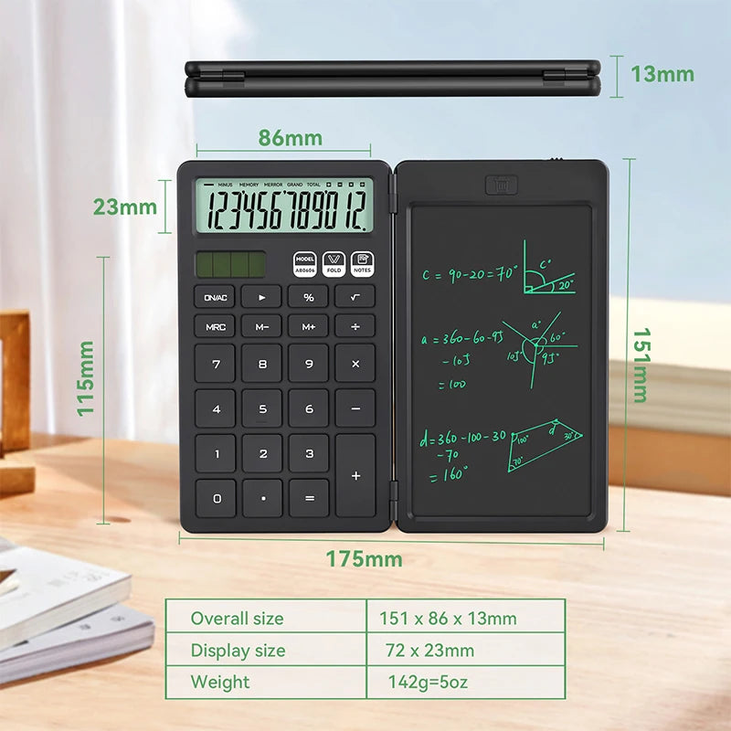 Basic Calculator With Notepad 12 Digit Portable For School Office