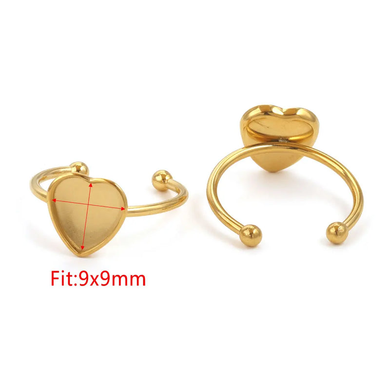 10pcs Adjustable Stainless Steel Ring Settings Blank Base For Jewelry