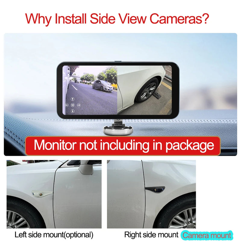 Carsanbo Car Side View Camera Dual Lens 1080P Rotatable Sedan