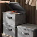 Extra Large Stackable Canvas Storage Box With Lid For Organization