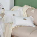 French Lace Cotton Decorative Pillow Cover White Square Cushion