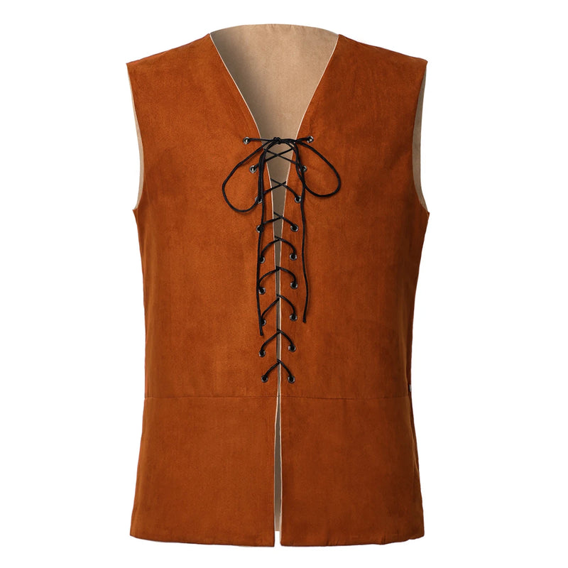 Pirate Vest For Men Medieval Renaissance Lace-up Reversible Waistcoat