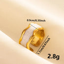 Bohemian Adjustable Stainless Steel Ring White Enamel Gold Color