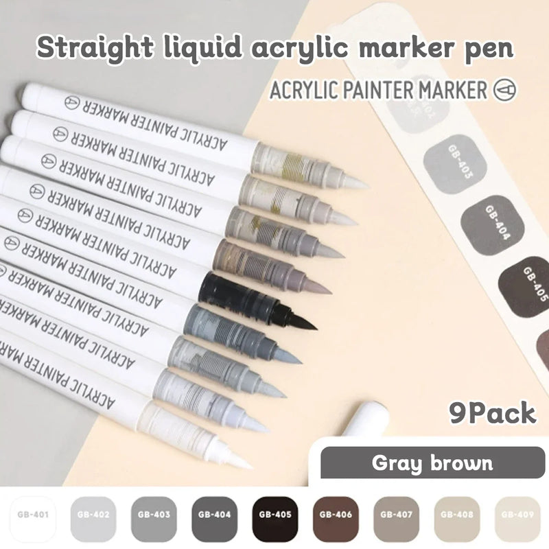 9pcs Acrylic Markers Set For Rock Painting Glass DIY Craft Supplies