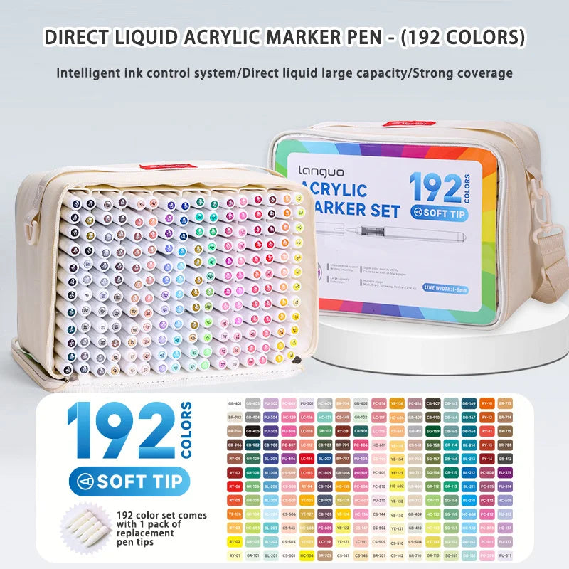 Languo 9pcs Acrylic Marker Pen Set Soft Brush Paint Pens For Art