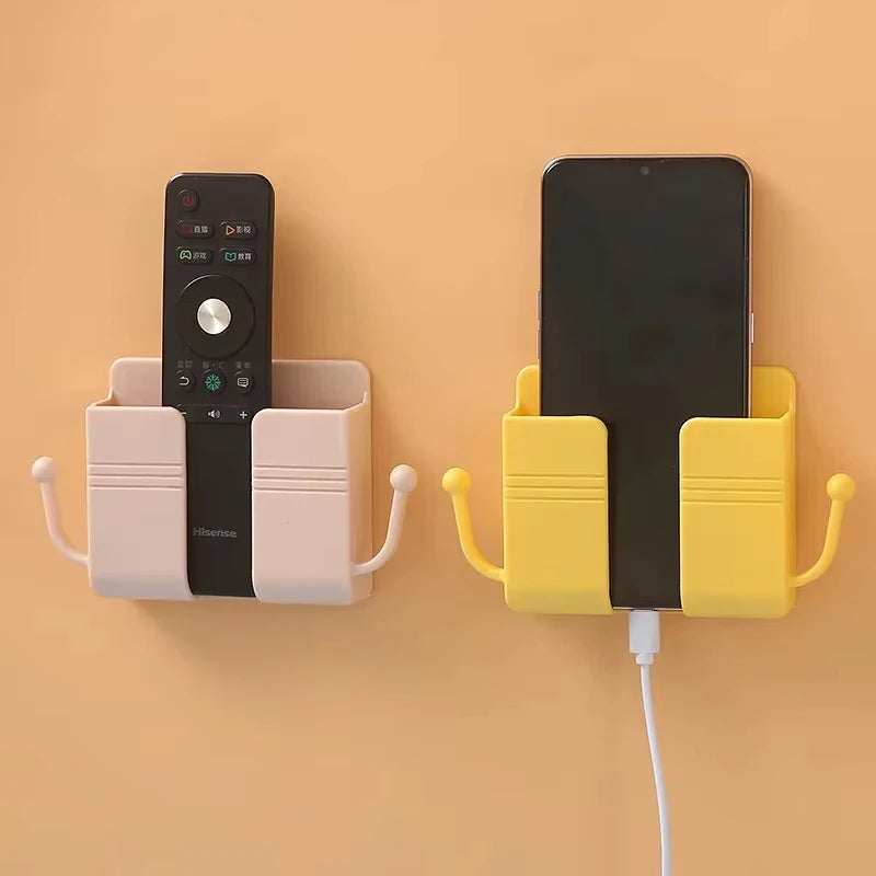 Punch Free Wall Shelf Organizer With Remote And Phone Holder Stand