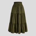 Boho Floral Maxi Skirt Elastic Waist Pleated Flowy Long Skirt