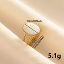 Bohemian Adjustable Stainless Steel Ring White Enamel Gold Color