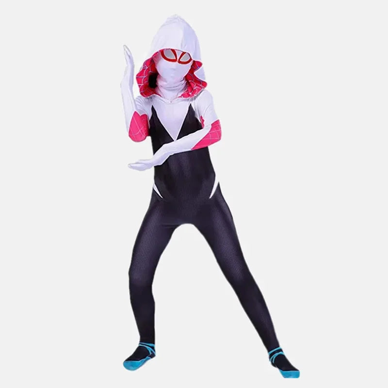 Kids Spider Superhero Costume Spandex Jumpsuit Halloween Party Set