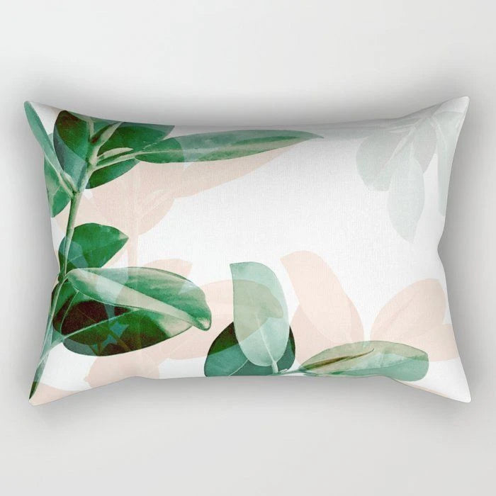 Nordic Tropical Plant Fabric Sofa Cushion Velvet Office Pillow