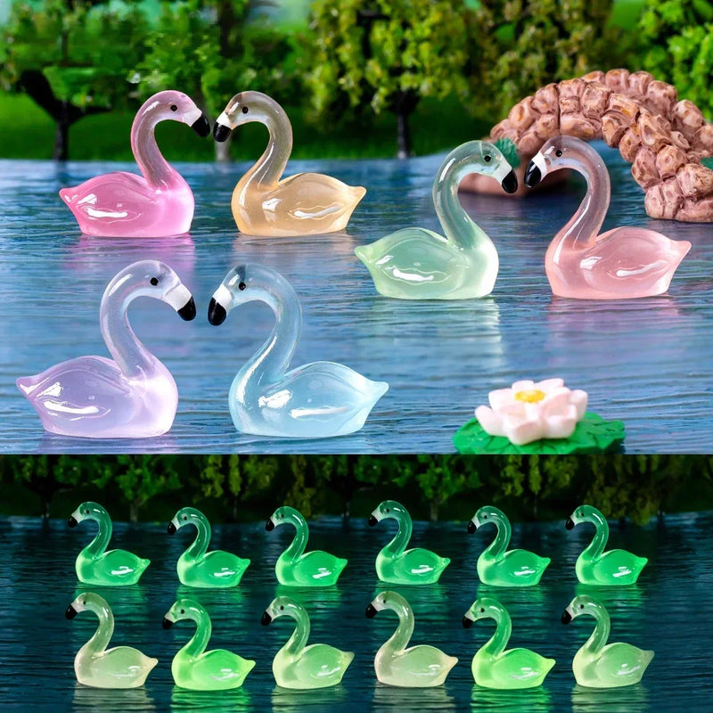 18Pcs Luminous Swan Aquarium Decor Glow In Dark Fish Tank Accessories