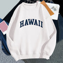 Hawaii Print Women Hoodies Oversized Vintage Round Neck Sweatshirt