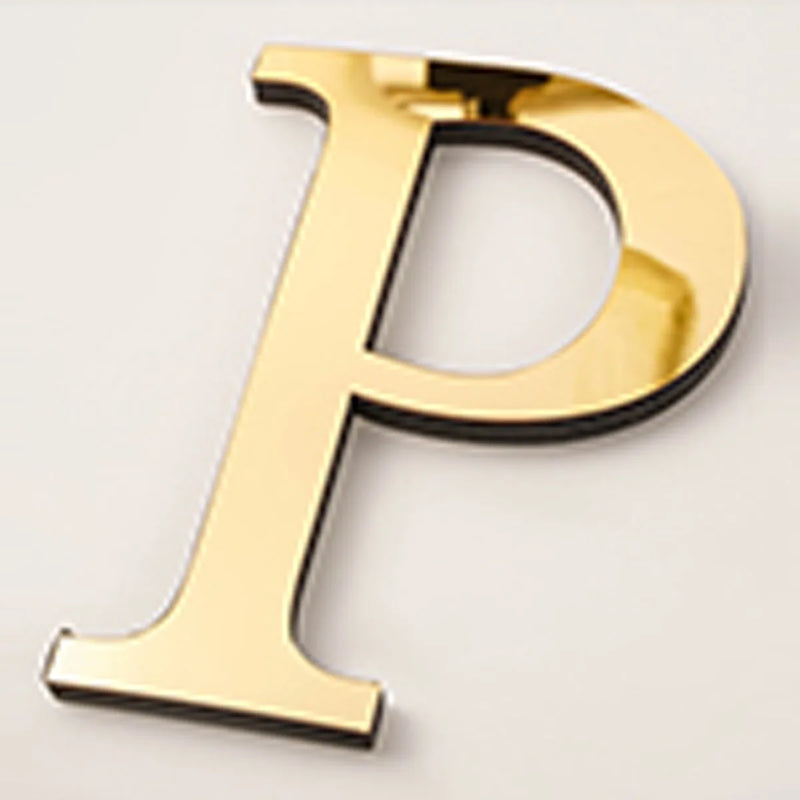 Golden Mirror Acrylic Wall Sticker Large 20cm DIY English Letters Decor