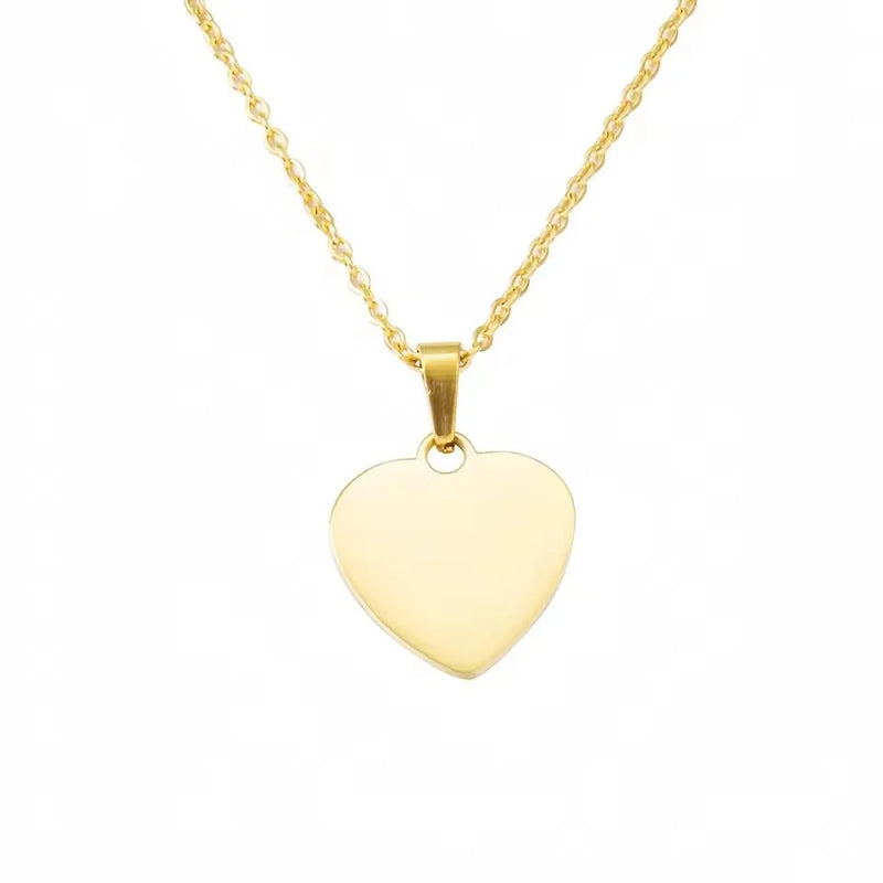 Women's Stainless Steel Heart Pendant Necklace Elegant Simple Chain Jewelry