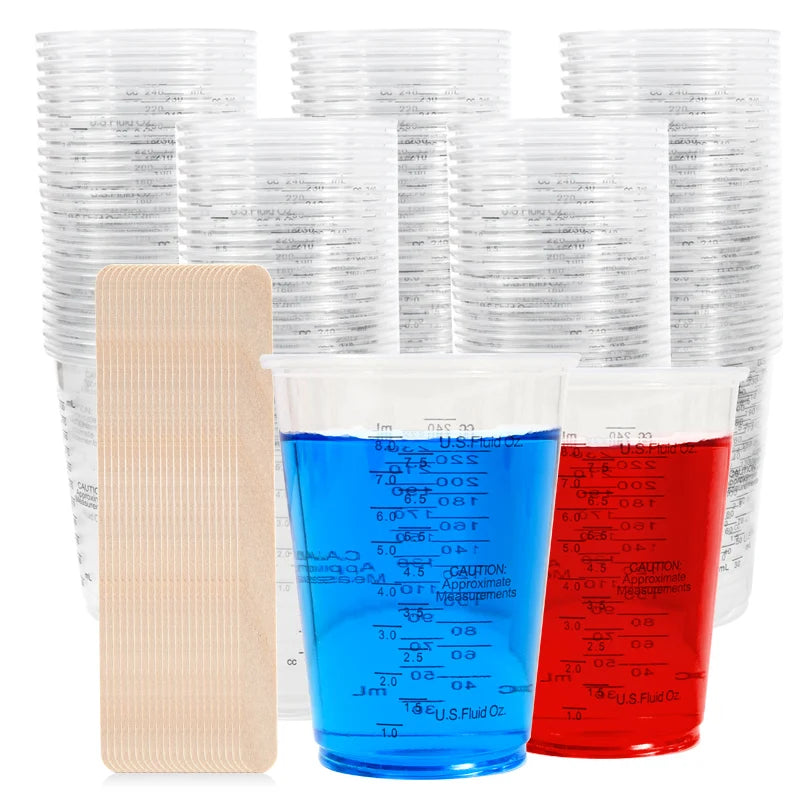 FAIS 10oz Disposable Measuring Cups With Stirring Sticks For Resin Mixing