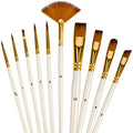 10Pcs Nylon Paint Brushes Set For Acrylic Oil Watercolor Painting