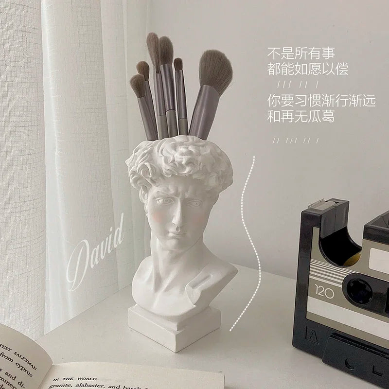 David Head Vase Resin Sculpture Artistic Flower Pot Home Decor