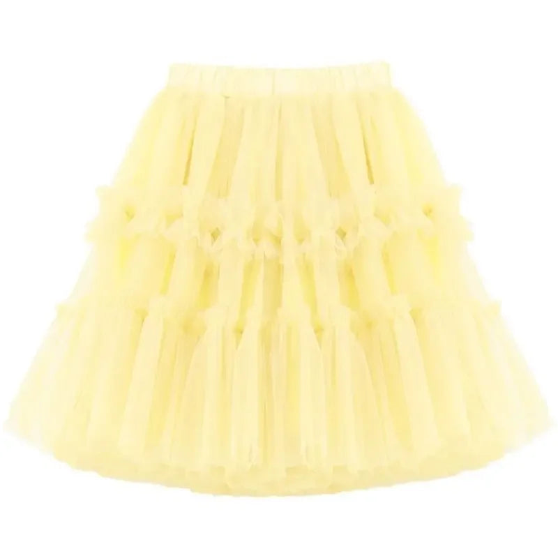 Girls Tutu Dress Mid-length Birthday Party Dance Princess Skirt