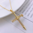 Zircon Cross Necklace Stainless Steel Pendant Shiny Hip Hop Jewelry