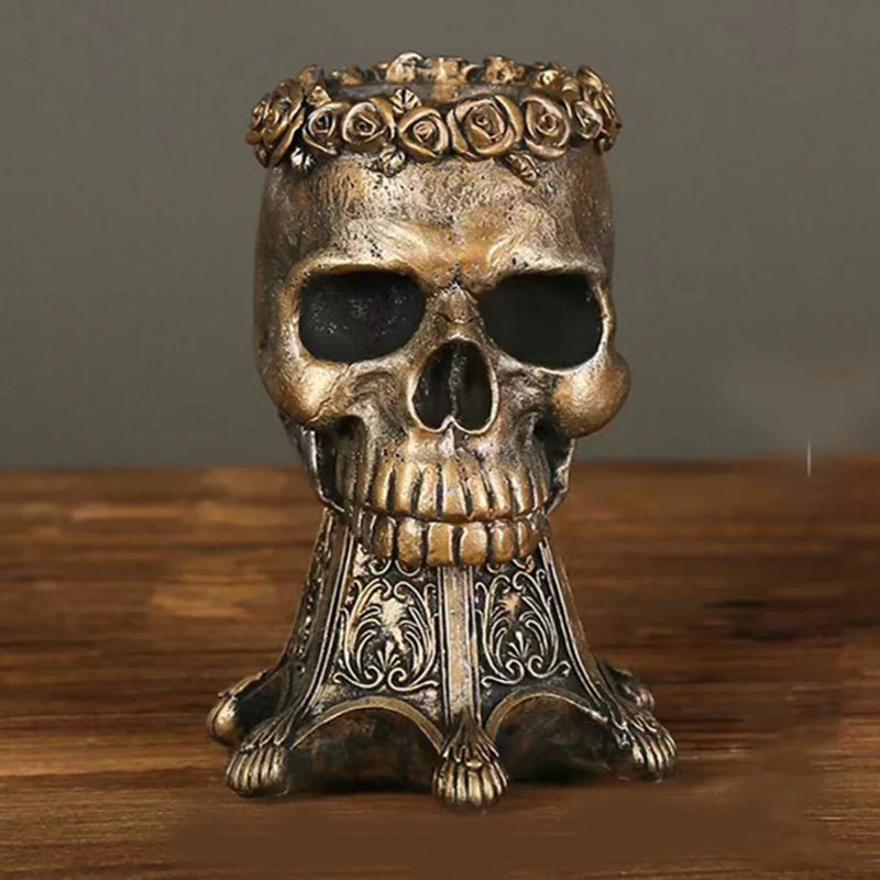 Skull Head Vase Resin Craft Creative Halloween Home Decoration