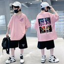 Korean Children's T Shirts Cotton Short Sleeve Graphic Tops Boys Girls