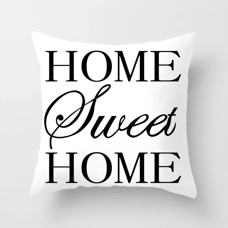 Black And White Geometric Cushion Cover Cube Letter Print Sofa Pillow