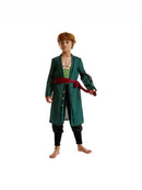 Roronoa Zoro Cosplay Costume Green Coat Pants Scarf Wig Earrings