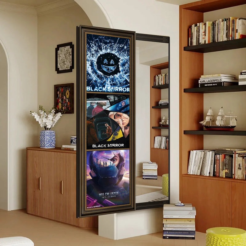 B-BLACK Mirror Wall Poster Self Adhesive For Bedroom Living Room Office
