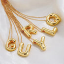 LATS Gold Plated Chunky Alphabet Pendant Necklace For Women Men