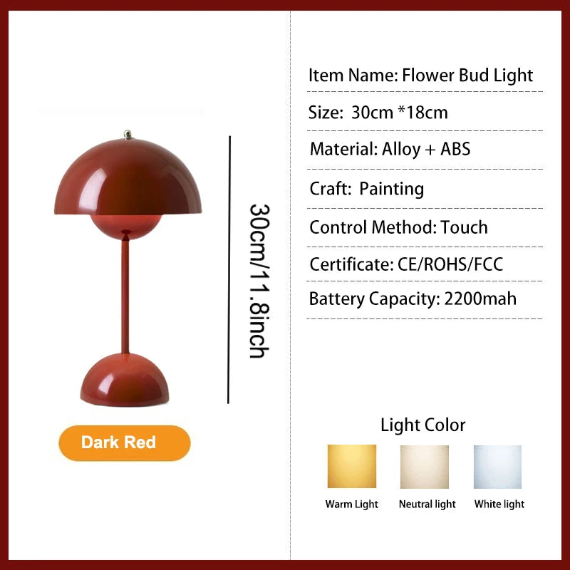 Rechargeable Table Lamp With 3 Speed Adjustment Flower Bud Design