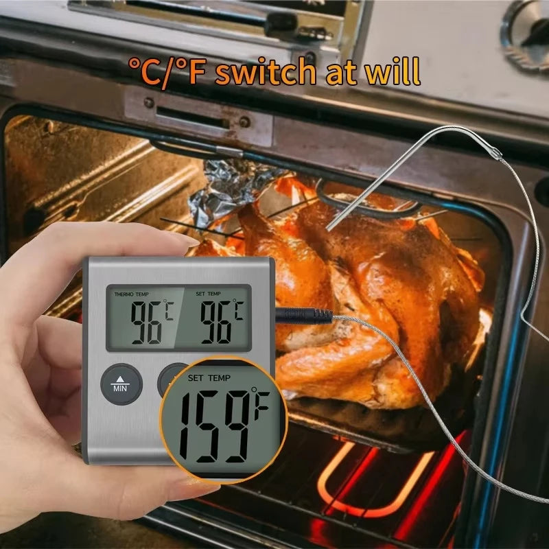 Digital Cooking Thermometer Wireless Oven BBQ Meat Probe Timer
