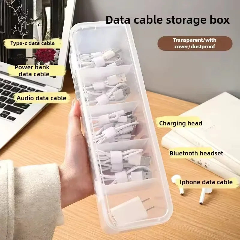 Transparent Data Cable Organizer Case With Lid Dustproof Card Storage Box